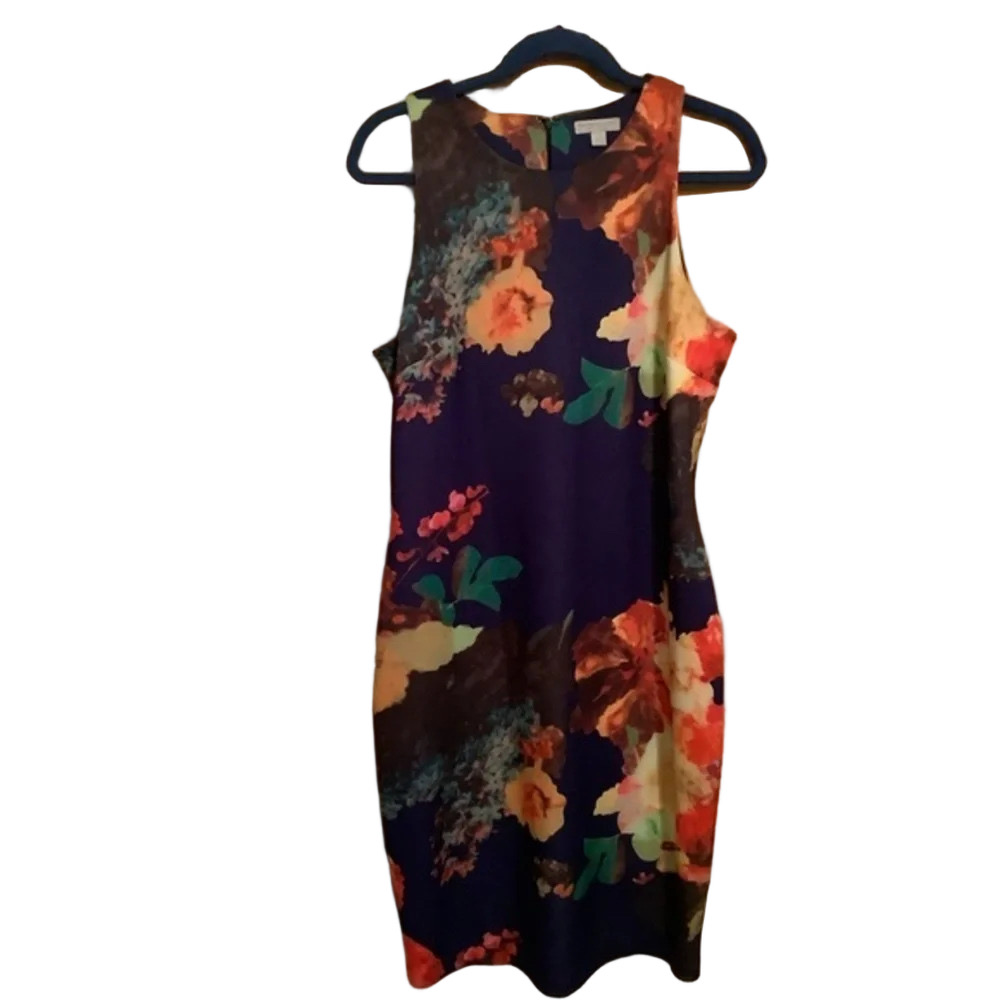 NEW YORK & CO~SHEATH DRESS~ VIBRANT~ FLORAL~NWOT~ LG